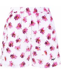 MSGM - Floral-Print Cotton Shorts - Lyst
