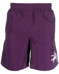 Stussy - Logo-Print Swim Shorts - Lyst