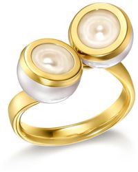Tasaki - 18kt Yellow Gold M/g Sliced Bezel Pearl Ring - Lyst