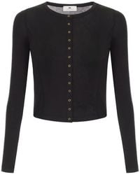 Elisabetta Franchi - Embroidered Logo Cardigan - Lyst