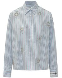 Des Phemmes - Crystal-Embellished Striped Shirt - Lyst