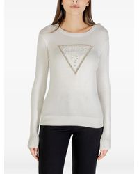 Guess - Crystal-Embellished Logo-Patch T-Shirt - Lyst