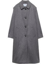 Prada - Single-Breasted Double Loden Cloth Coat - Lyst