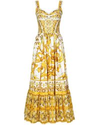 Dolce & Gabbana - Majolica Cotton Maxi Dress - Lyst