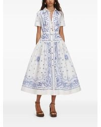 Self-Portrait - Paisley-Print Belted Shirt Dress - Lyst