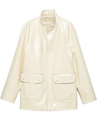 Prada - Flapped Leather Jacket - Lyst
