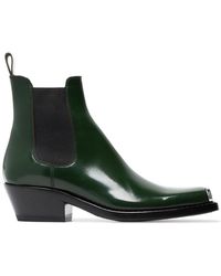 CALVIN KLEIN 205W39NYC Green Claire 40 High Shine Leather Boots