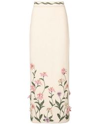 Agua Bendita - Chlorella Floral-embroidery Skirt - Lyst