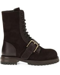 Dolce & Gabbana - Buckle-Detail Lace-Up Boots - Lyst