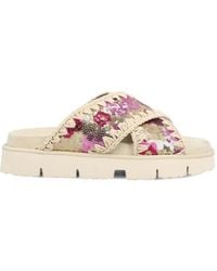 Mou - Floral Criss-Cross Sandals - Lyst