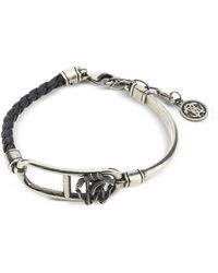Roberto Cavalli - Leather-Braided Rc Monogram-Detail Bracelet - Lyst
