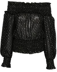 Self-Portrait - T-Shirt Met Kant Detail En Lange Mouwen - Lyst