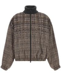 Brunello Cucinelli - Sequin-Embellished Check Bomber Jacket - Lyst