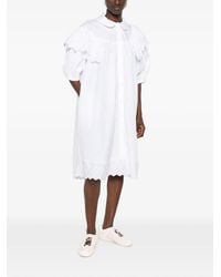 Simone Rocha - Ruffle-Trimmed Puff-Sleeve Shirt Midi Dress - Lyst