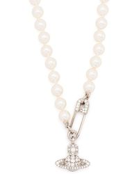 Vivienne Westwood - Orb Safety-pin Pearl Necklace - Lyst