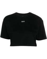 Off-White c/o Virgil Abloh - Uit Wit Bijgesneden T -shirt Met Off -borduurwerk - Lyst