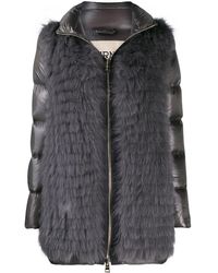 Herno Chaqueta acolchada con panel de pelo - Gris