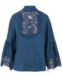 Ermanno Scervino - Lace-Trim Bell-Sleeve Blouse - Lyst