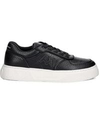 ARMANI EXCHANGE - Logo-Patch Pebbled Sneakers - Lyst