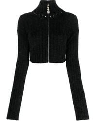 Alessandra Rich - Embellished Ribbed-Knit Cardigan - Lyst