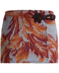 Etro - Gürtel-Minirock Mit Blatt-Print - Lyst