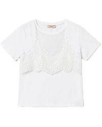 Twinset - Trompe L'Oeil T-Shirt With Lace - Lyst
