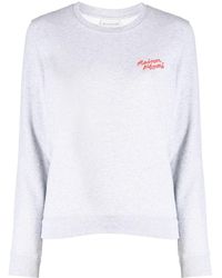 Maison Kitsuné - Logo-embroidered Cotton Sweatshirt - Lyst