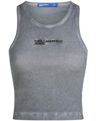 KARL LAGERFELD - Washed Ribbed Tank Top - Lyst