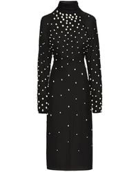 Oscar de la Renta - Pearl-Embellishment Georgette Midi Dress - Lyst