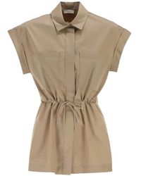 Peserico - Drawstring Short-Sleeve Blouse - Lyst