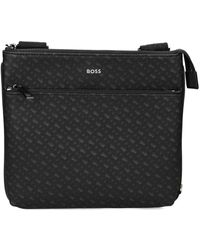 BOSS - Borsa A Busta Con Monogramma E Logo Effetto Lamé - Lyst