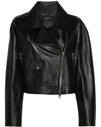 DESA NINETEENSEVENTYTWO - Off-centre-fastening Leather Jacket - Lyst