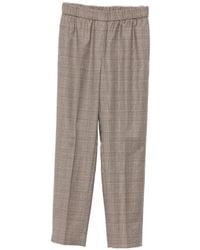 Peserico - Check-Pattern Elasticated-Waistband Trousers - Lyst