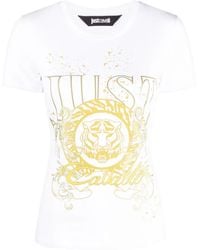 Just Cavalli - Tiger Head-Motif Cotton T-Shirt - Lyst