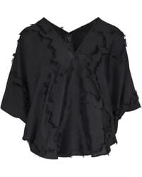 Zero + Maria Cornejo - Frayed V-Neck Blouse - Lyst