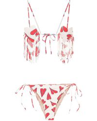 Adriana Degreas - Heart-print Fringed Bikini - Lyst