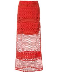 Suboo Stella Side Button Crochet Skirt - Red