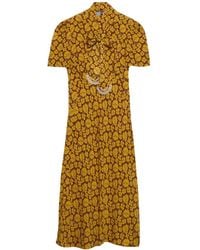 Prada - Embroidered Printed Sable Dress - Lyst