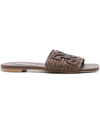 Casadei - Pantoletten Mit Logo-Patch - Lyst