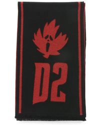 DSquared² - Bufanda Con Logo En Jacquard Y Flecos - Lyst