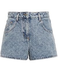 Maje - Strassverzierte Jeans-Shorts mit hohem Bund - Lyst