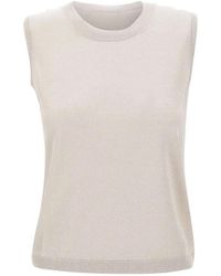 Gran Sasso - Ribbed-Knit Lurex Top - Lyst
