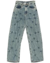 Erika Cavallini Semi Couture - Distressed-Effect Wide-Leg Jeans - Lyst