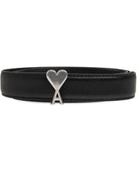 Ami Paris - Leather Logo-Buckle Belt - Lyst