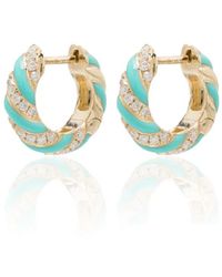 Yvonne Léon - 9Kt Diamond And Enamel Hoop Earrings - Lyst
