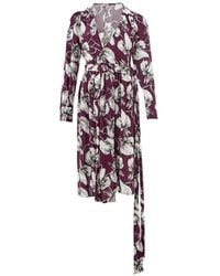 Lardini - Floral-Print Asymmetrical Midi Dress - Lyst