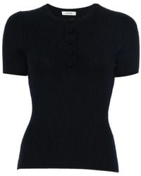 Sandro - Ribbed-Knit Buttoned Top - Lyst