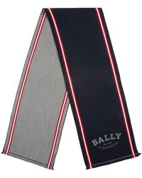 Bally Gestreifter Schal mit Logo-Print - Blau