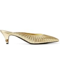 Versace - Gianni Metallic-Nappa Mules 55 Mm - Lyst