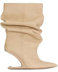 Balmain - Ruched Smooth Leather Ankle Boots - Lyst